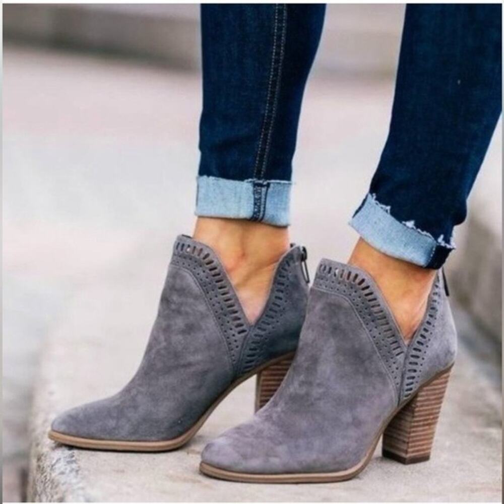 Vince Camuto Reeista Minimalist Style Cutout Zip Ankle Booties